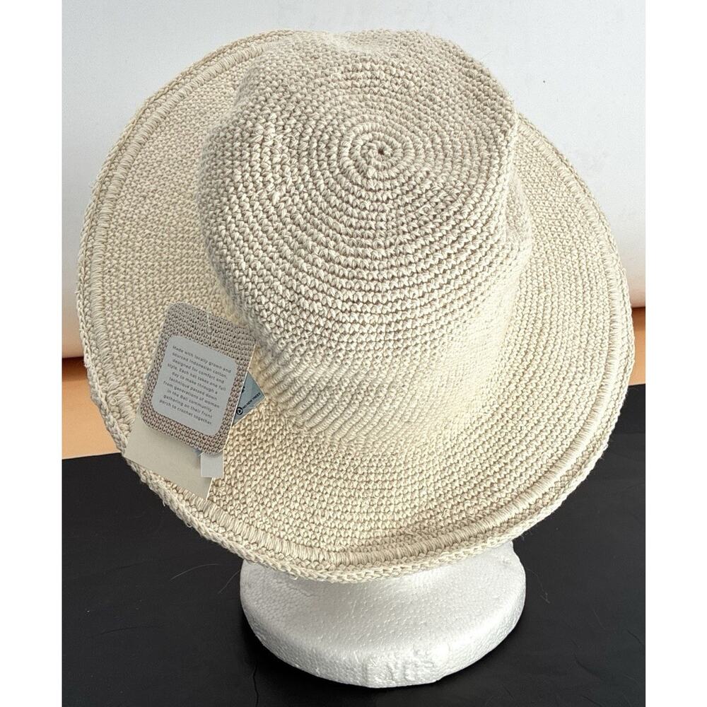 San Diego Hat Company Crochet Floppy Sun Hat Natural Wide Shapeable Brim OS NWT - Picture 3 of 5